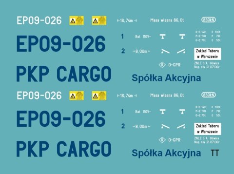 Kalkomania EP09-026 PKP Cargo TT
