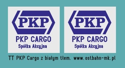 Kalkomania PKP Cargo niebieskie z białym tłem na węglarkę TT