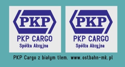 Kalkomania PKP Cargo niebieskie z białym tłem na węglarkę