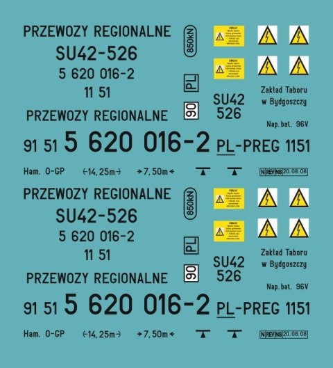 Kalkomania SU42-526 Przewozy Regionalne