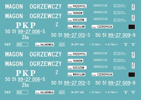 Kalkomania Wagon Ogrzewczy Zhx