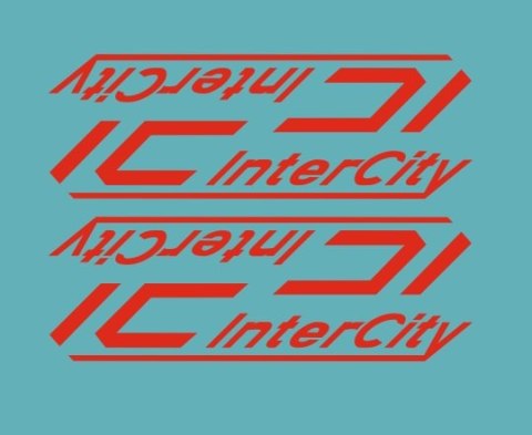 Kalkomania logo IC starego typu czerwone