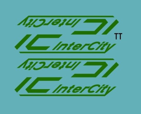 Kalkomania logo IC starego typu zielone TT