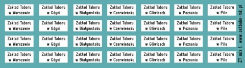 Kalkomania przydziały do lokomotywowni miks 1