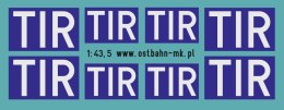 Kalkomania tablice TIR niebieskie małe i większe 1:43,5