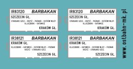 Kalkomania tablice kierunkowe Szczecin - Kraków (Barbakan)