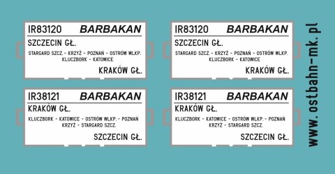 Kalkomania tablice kierunkowe Szczecin - Kraków (Barbakan)