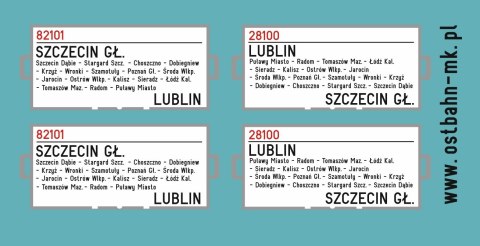 Kalkomania tablice kierunkowe Szczecin - Lublin