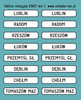 Kalkomania tablice relacyjne EN57 mix 1