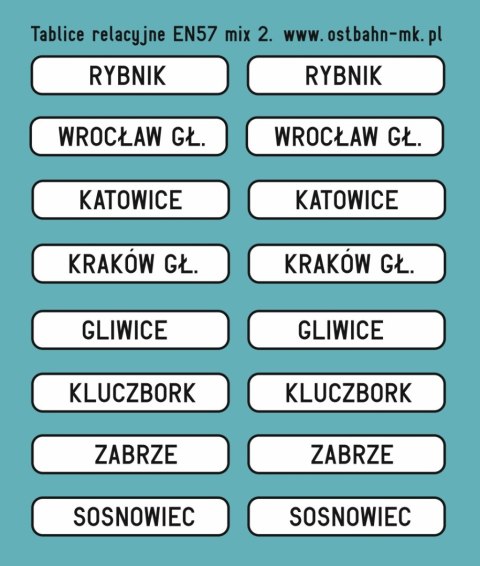 Kalkomania tablice relacyjne EN57 mix 2