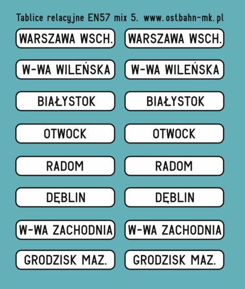 Kalkomania tablice relacyjne EN57 mix 5