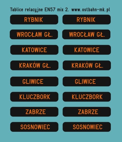 Kalkomania tablice relacyjne na wyświetlaczu EN57 mix 2