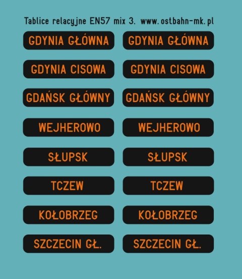 Kalkomania tablice relacyjne na wyświetlaczu EN57 mix 3