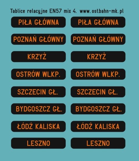 Kalkomania tablice relacyjne na wyświetlaczu EN57 mix 4