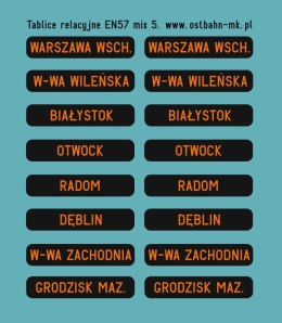 Kalkomania tablice relacyjne na wyświetlaczu EN57 mix 5