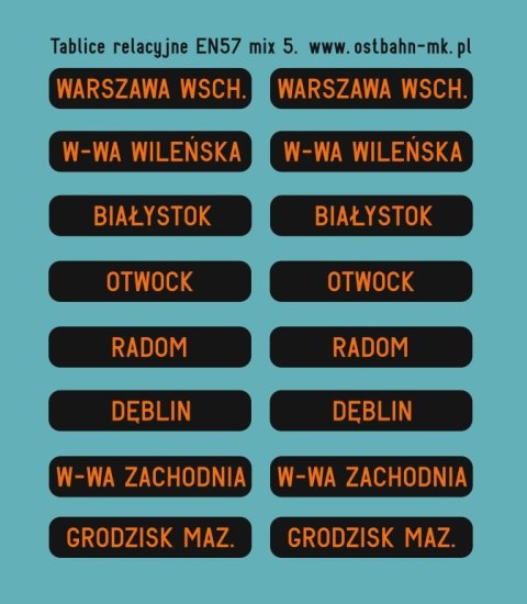 Kalkomania tablice relacyjne na wyświetlaczu EN57 mix 5