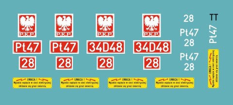 Kalkomania tabliczki Pt47-28 TT