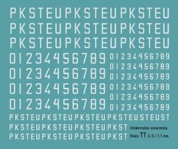 Kalkomania uniwersalne oznaczenia białe TT