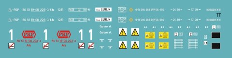 Kalkomania wagon 1 klasa Ygrek Adu. Stacja Lublin TT