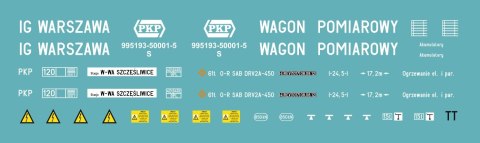 Kalkomania wagon pomiarowy S "IG Warszawa" TT