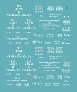 Kalkomania wagonów XG, Xk (Mieszkalny, Mieszkalno-Jadalnia) TT