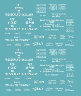 Kalkomania wagonów XG, Xk (Mieszkalny, Mieszkalno-Jadalnia)