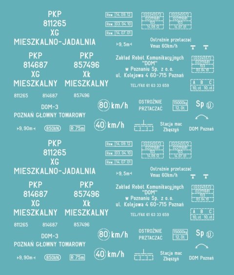 Kalkomania wagonów XG, Xk (Mieszkalny, Mieszkalno-Jadalnia)