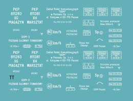 Kalkomania wagonów XH, XG (Magazyn, Warsztat) TT