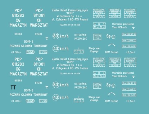 Kalkomania wagonów XH, XG (Magazyn, Warsztat) TT