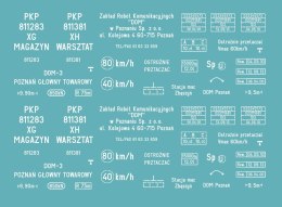 Kalkomania wagonów XH, XG (Magazyn, Warsztat)