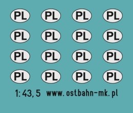 Kalkomania znaczki PL na samochody 1:43,5