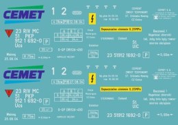 Kalkomania Ucs TT białe opisy
