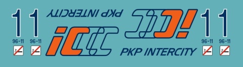 Kalkomania logo IC i 1 klasa na wagony