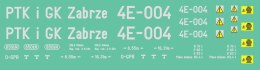 Kalkomania lokomotywy 4E-004 PTK i GK Zabrze H0
