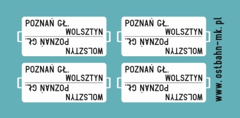 Kalkomania tablice kierunkowe Poznań Gł. - Wolsztyn 1:43,5