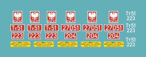 Kalkomania tabliczki Ty51-223