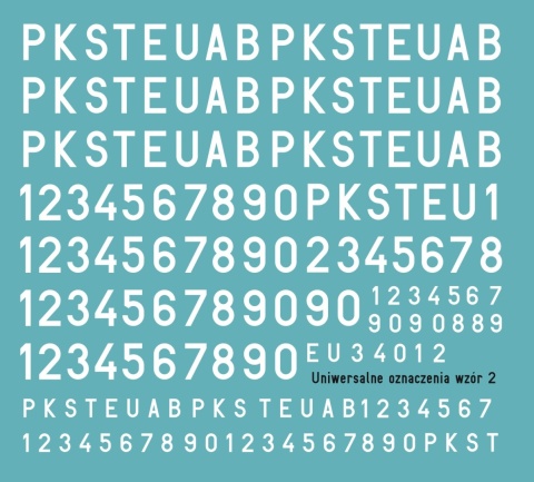 Kalkomania uniwersalne oznaczenia wzór 2 białe opisy