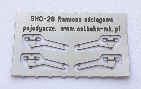 Ramiona odciągowe do wysięgników sieci trakcyjnej pojedyncze