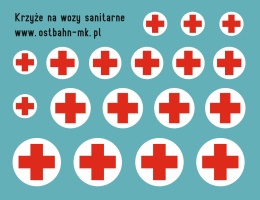Kalkomania czerwone krzyże na wozy sanitarne