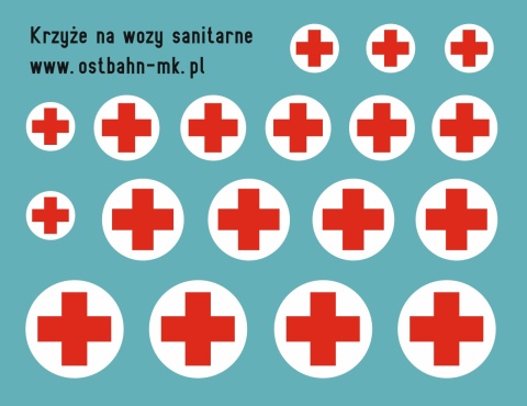 Kalkomania czerwone krzyże na wozy sanitarne