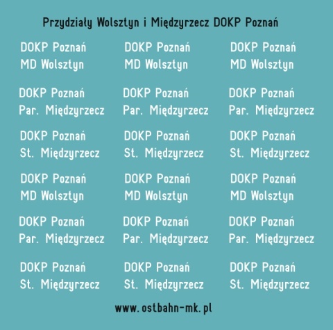 Kalkomania przydziały do parowozowni Wolsztyn i Międzyrzecz