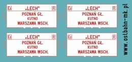 Kalkomania tablice kierunkowe Poznań Gł - Warszawa Wschodnia (Lech)