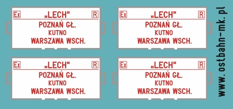 Kalkomania tablice kierunkowe Poznań Gł - Warszawa Wschodnia (Lech)