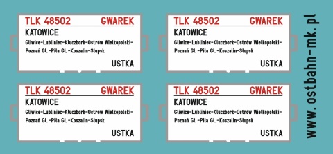 Kalkomania tablice kierunkowe Katowice - Ustka (Gwarek)