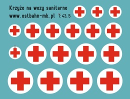 Kalkomania czerwone krzyże na wozy sanitarne 1:43,5